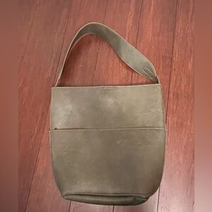 Anthropologie Tia olive green  Faux Leather Slouchy Shoulder Bucket Bag